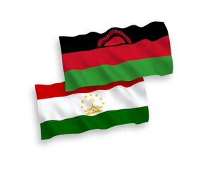 Flags of Malawi and Tajikistan on a white background