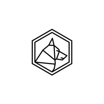 geometric siberian husky dog in the hexagon shape logo design vector illustration