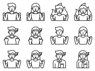 Positive Thinking And Motivation Avatar set, vector illustration