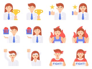 Fototapeta premium Positive Thinking And Motivation Avatar set 5, vector illustration