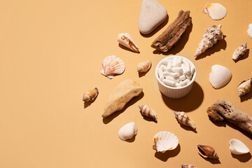 Calcium or collagen capsules with natural materials