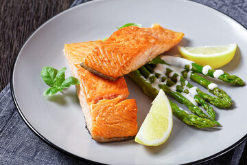 roasted salmon fillets with lemon and asparagus