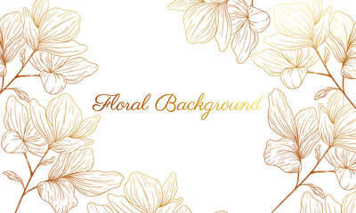 beautiful decorative hand drawn wedding golden floral background