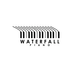 waterfall piano music instrument logo design vector illustration