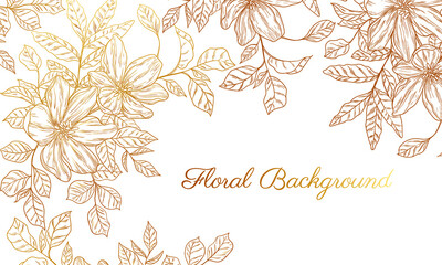 beautiful decorative hand drawn wedding golden floral background