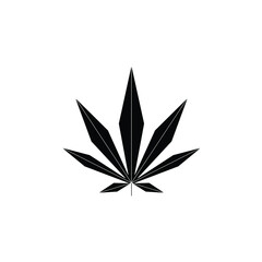 geometric low poly cannabis marijuana leaf black silhouette logo design vector illustration