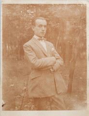 old photo visite portrait of young man in suite