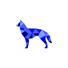 Obraz premium blue siberian husky dog logo design vector illustration