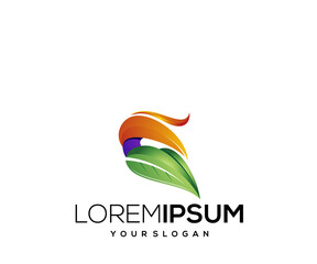 bird and leaf logo design template