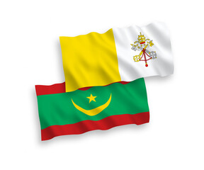 Flags of Islamic Republic of Mauritania and Vatican on a white background