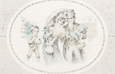 christmas scene with lady and gentelman