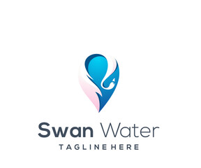 swan water icon logo design template