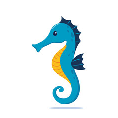 Cute cartoon blue seahorse, Isolated flat style vector illustration. © Alena
