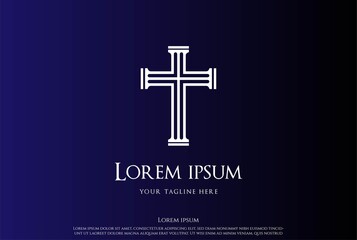 Vintage Jesus Christian Cross Church Chapel Logo Design Vector