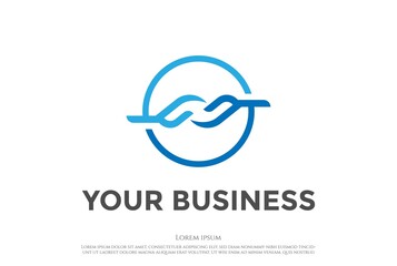 Modern Simple Minimalist Two Hand Connect Hub Chain Logo Design Vector