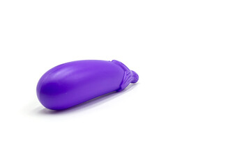 Isolated photo of a plastic eggplant toy