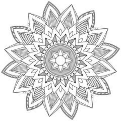 Leaf Flower Petal Coloring Mandala Art Simple Graphic Shape Vector Floral Oriental Outline Vintage Decorative Elements Pattern Illustration Islam Arabic Indian Turkish Mystic Religion Morals Lotus