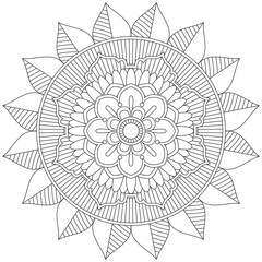 Leaf Flower Petal Coloring Mandala Art Simple Graphic Shape Vector Floral Oriental Outline Vintage Decorative Elements Pattern Illustration Islam Arabic Indian Turkish Mystic Religion Morals Lotus