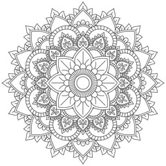Leaf Flower Petal Coloring Mandala Art Simple Graphic Shape Vector Floral Oriental Outline Vintage Decorative Elements Pattern Illustration Islam Arabic Indian Turkish Mystic Religion Morals Lotus