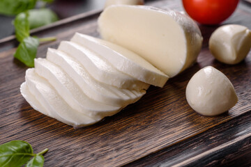 Tasty fresh mozzarella cheese for making caprese salad
