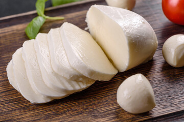 Tasty fresh mozzarella cheese for making caprese salad