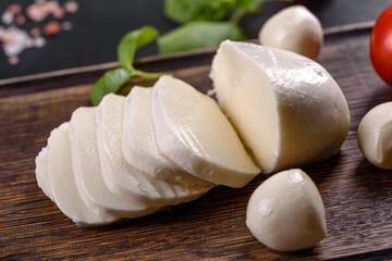 Tasty fresh mozzarella cheese for making caprese salad