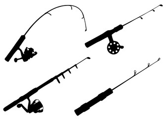 Spinning rod set. Vector image.