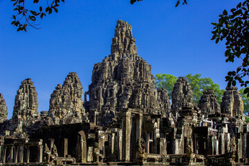 Naklejka premium Bayon Castle is a stone castle of the Khmer Empire. Located in the center of Angkor Thom