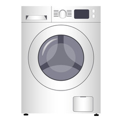 Illustration of the icon of a modern washing machine on a white background.