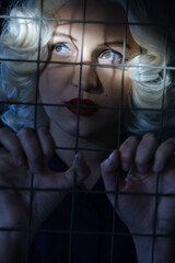 scared blond woman