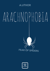 Arachnophobia concept. Book cover creative template. Fiction or non-fiction genre. Mid century style design.