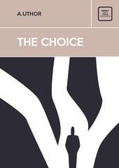Man standing on crossroad. Choice concept. Book cover creative template. Fiction or non-fiction genre. Mid century style design.