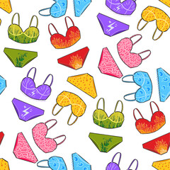 Seamless pattern with multi-colored rainbow underwear