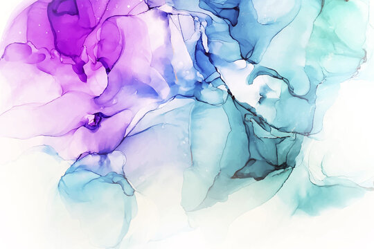 Abstract Green Blue And Purple Alcohol Ink Background