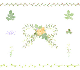 バラと葉っぱのリボン