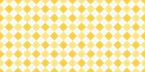 Yellow and white squares with thin black dotted line. Seamless pattern