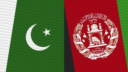 Afghanistan and Pakistan Two Half Flags Together Fabric Texture Illustration