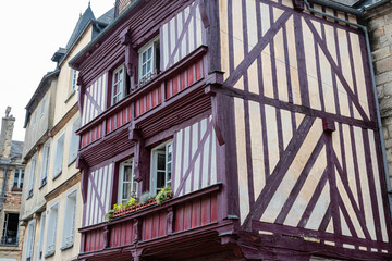 facade of an old house in Dinan, Brittany