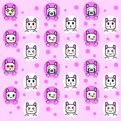 cute pattern emoticons with pixel art style