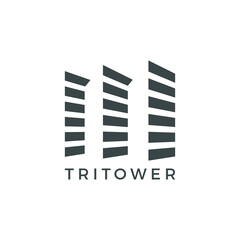 Three Tower Building icon. Apartment Logo design. Vector Illustration.