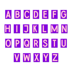alphabet white letters on purple substrates. Vector illustration