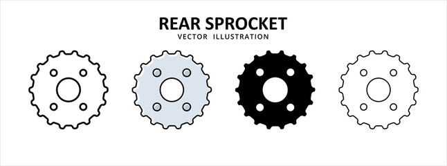 rear chain wheel gear sprocket vector icon design. car motorcycle spare part replacement service. - obrazy, fototapety, plakaty
