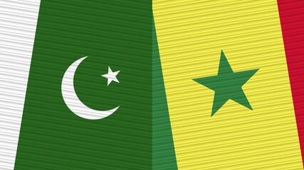 Senegal and Pakistan Two Half Flags Together Fabric Texture Illustration