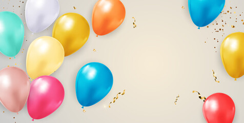Abstract Background With Realistic Balloons Confetti_2