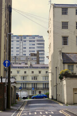 Obraz premium The building around the sea front of Brighton show architectural detail from a range of centuries dating back to Victorian times.