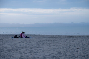 Naklejka premium Atardecer en la playa 