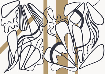 design of the outlines of abstract forms in three colors