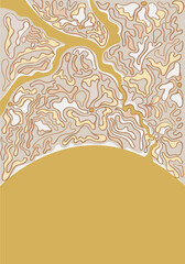 template with abstract sun image and floral shapes