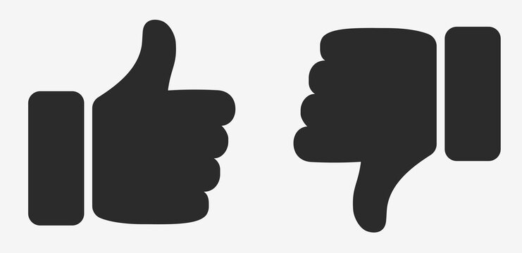 Thumb Up Thumb Down Icons isolated on white background. Like and Dislike icon, buttons set. Vector illustration