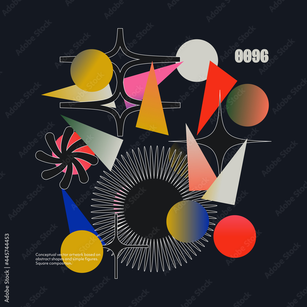 Aufkleber abstract art geometrical poster design layout with text and graphics